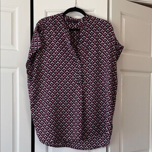 Lane Bryant Black and Pink Geometric Blouse